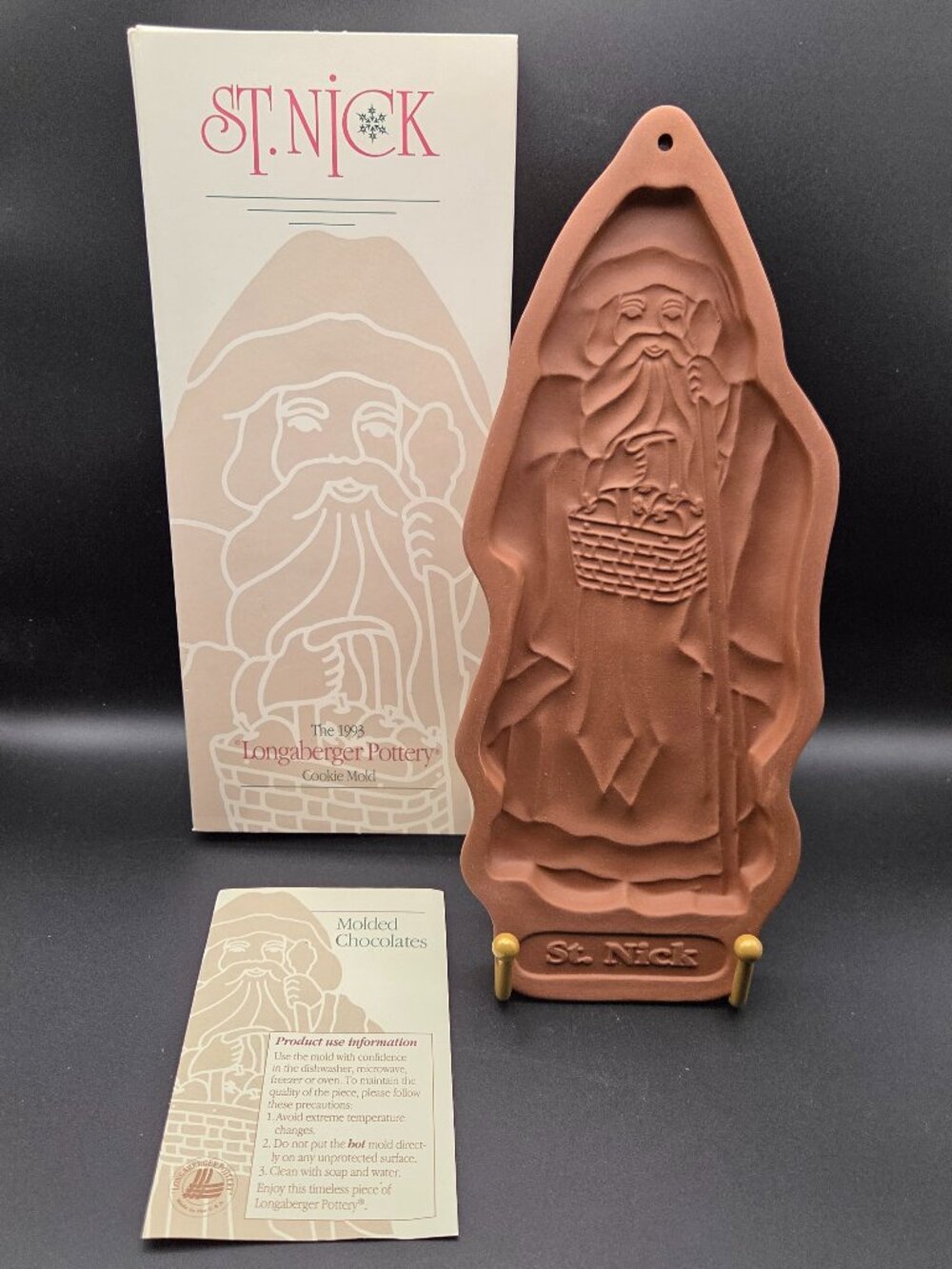 Vintage Longaberger 1993 St. Nick Cookie Mold NIB